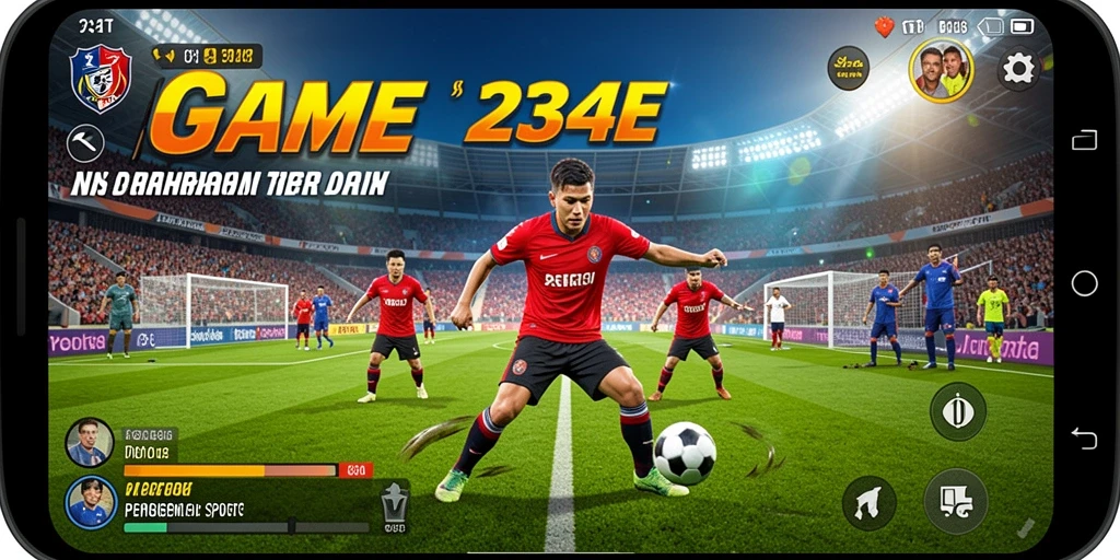 Screenshot gameplay 234E menampilkan aksi olahraga yang seru.