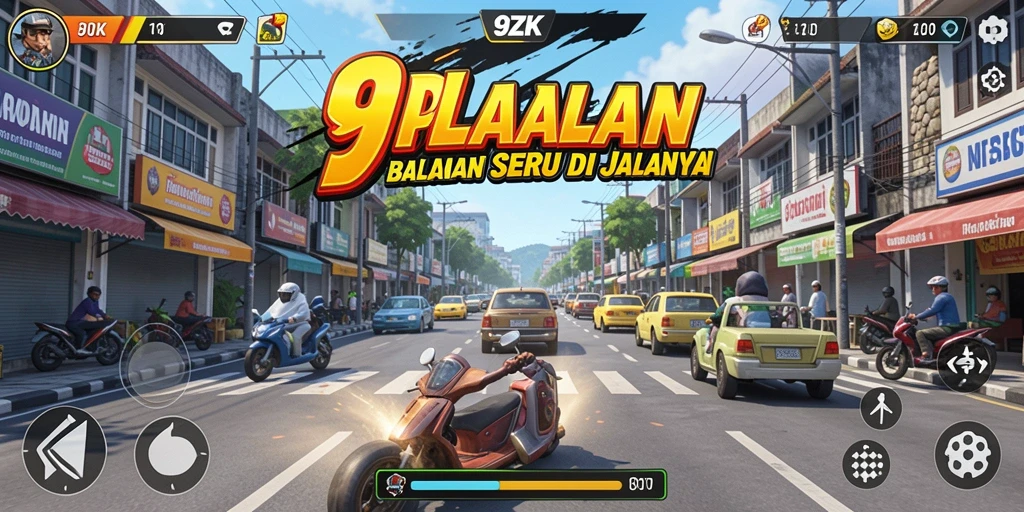 Gameplay seru dari 9ZK yang menampilkan balapan cepat.