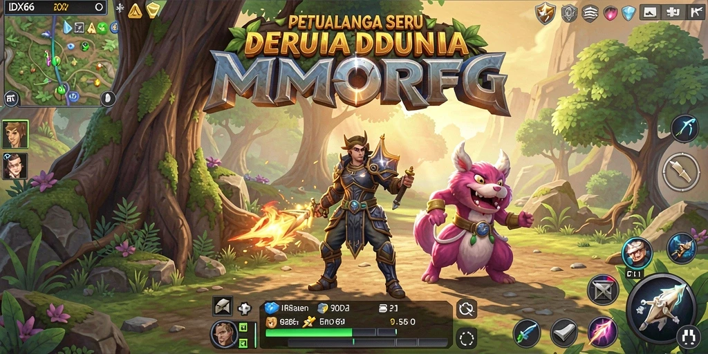 Tampilan gameplay seru di <strong>IDX66</strong> menunjukkan pertempuran epik di dunia MMORPG.