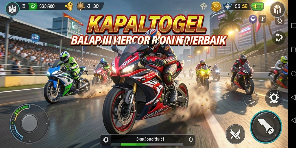 Screenshot gameplay KAPALTOGEL yang menampilkan balapan motor yang seru.