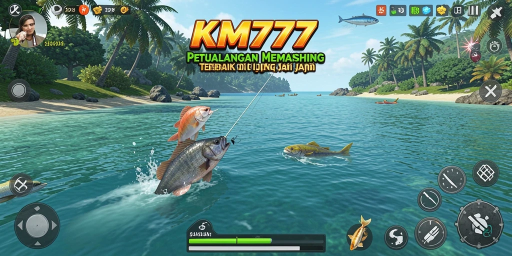 Tampilan gameplay yang seru saat menangkap ikan di KM777.