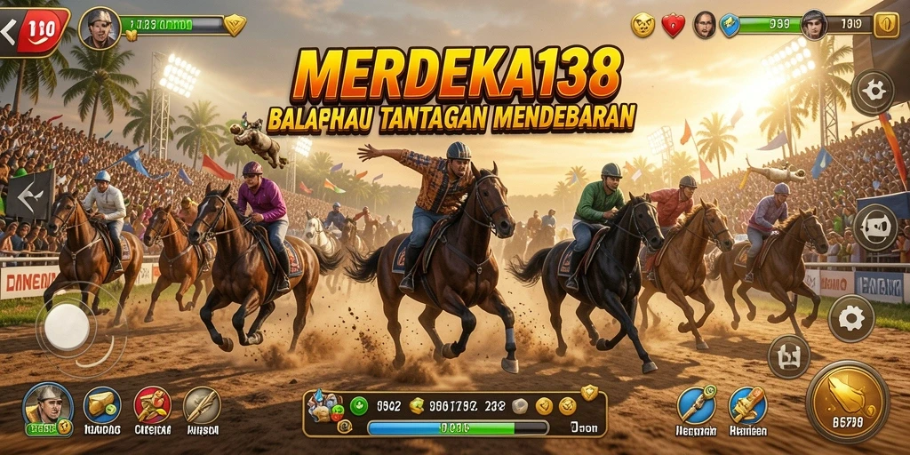 Tampilan gameplay balapan seru dan mendebarkan di MERDEKA138.
