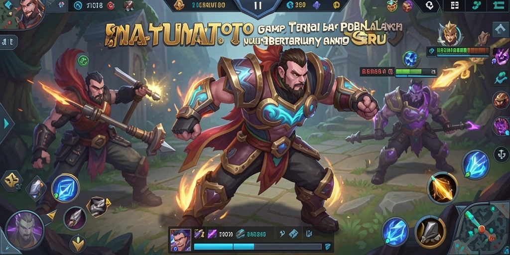 Screenshot gameplay NATUNATOTO menampilkan pertarungan tim yang intens di arena.