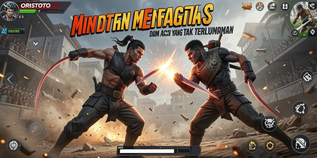 Tampilan gameplay ORISTOTO dengan aksi menegangkan dan karakter yang dinamis.