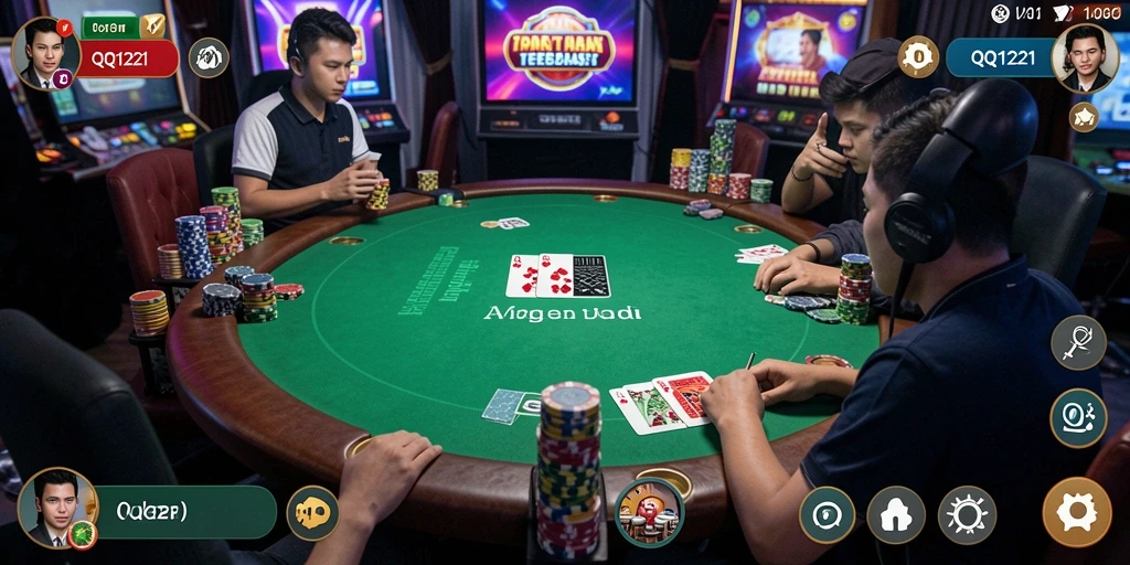Screenshot gameplay QQ1221 yang menampilkan momen seru bermain Poker.