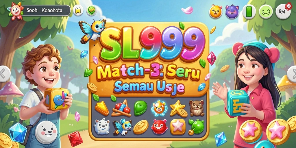 Tampilan gameplay Match-3 SL999 yang seru dan penuh warna.