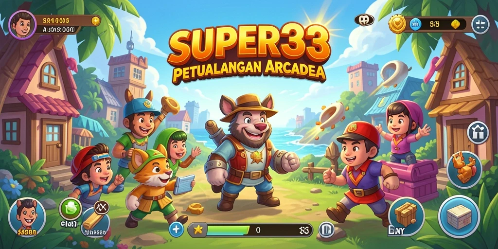 Tampilan gameplay SUPER33 yang penuh warna dan seru